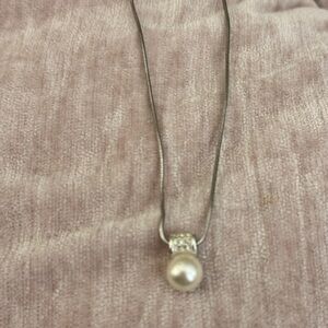 Brighton Meridian Petite Pearl Crystal Silver Necklace.